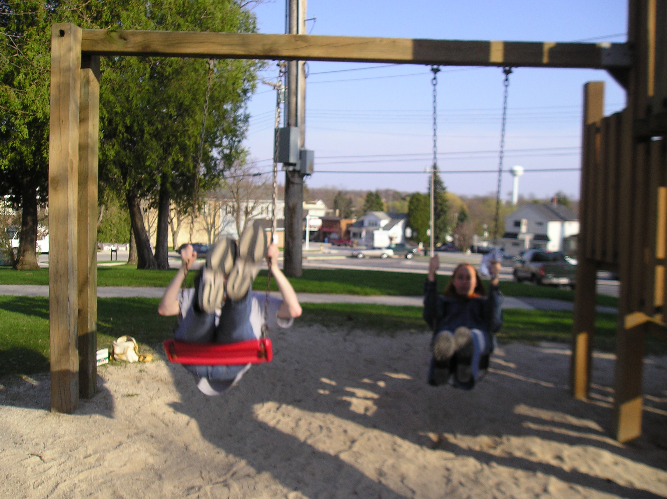 Me and McBeth on the swings.