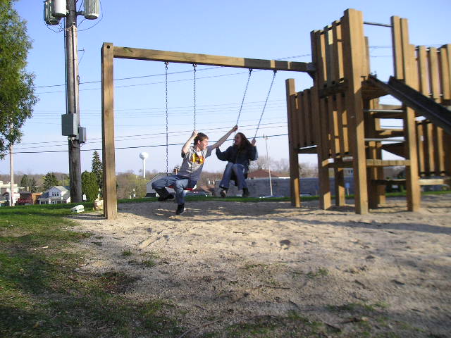 Me and McBeth fighting for control over the swings.